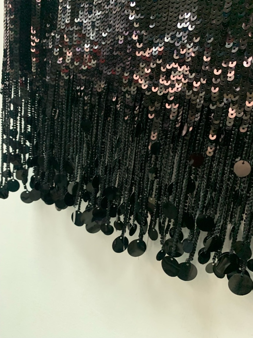 NWT ZARA ZW Collection Long Fringed Sequin Skirt Black 4831/242 Size S - Picture 6 of 13
